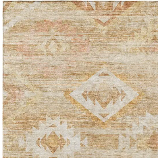 Copper Terra Cotta And Ivory Southwestern Washable Indoor Outdoor Area Rug Photo 6