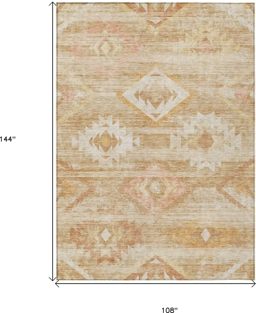 Copper Terra Cotta And Ivory Southwestern Washable Indoor Outdoor Area Rug Photo 3