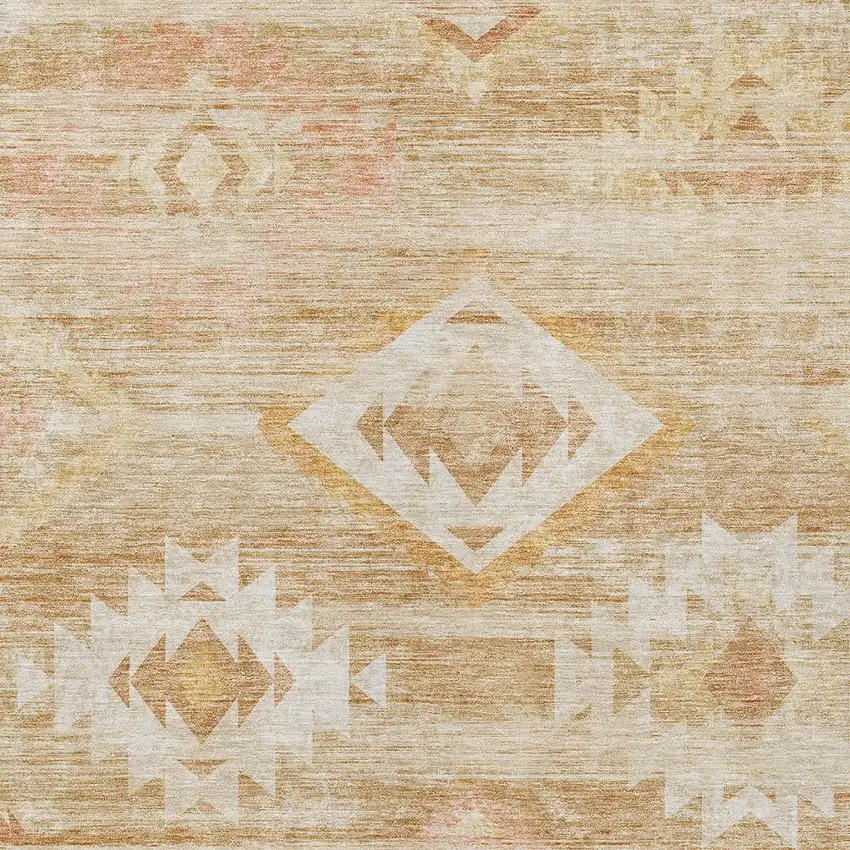Copper Terra Cotta And Ivory Southwestern Washable Indoor Outdoor Area Rug Photo 6