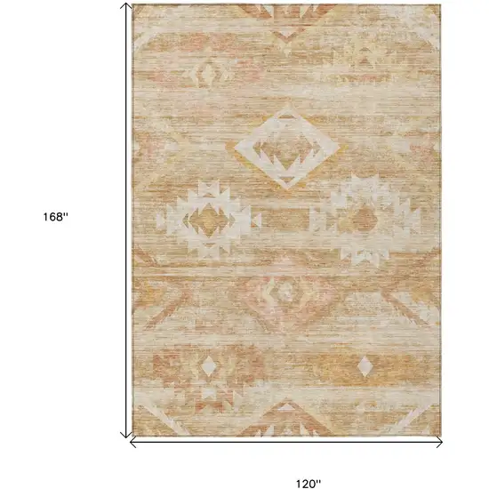 Copper Terra Cotta And Ivory Southwestern Washable Indoor Outdoor Area Rug Photo 3