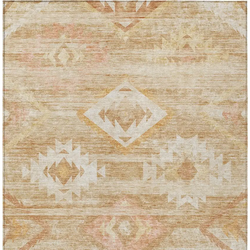 Copper Terra Cotta And Ivory Southwestern Washable Indoor Outdoor Area Rug Photo 7