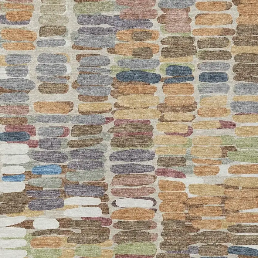 Copper White And Gray Abstract Washable Indoor Outdoor Area Rug Photo 7