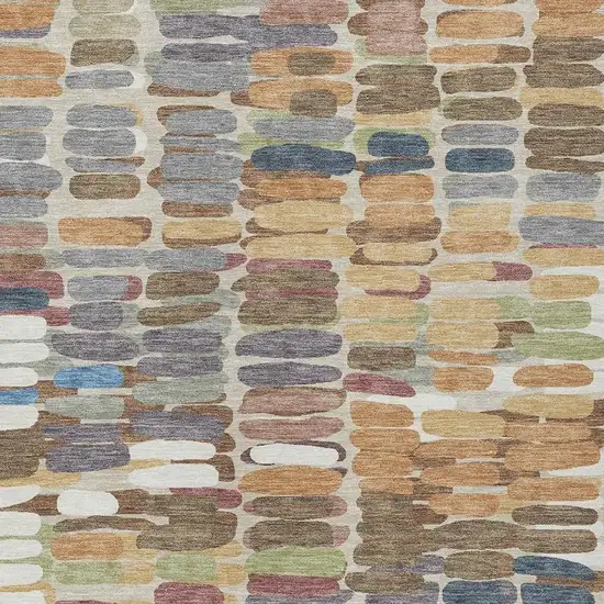 Copper White And Gray Abstract Washable Indoor Outdoor Area Rug Photo 7