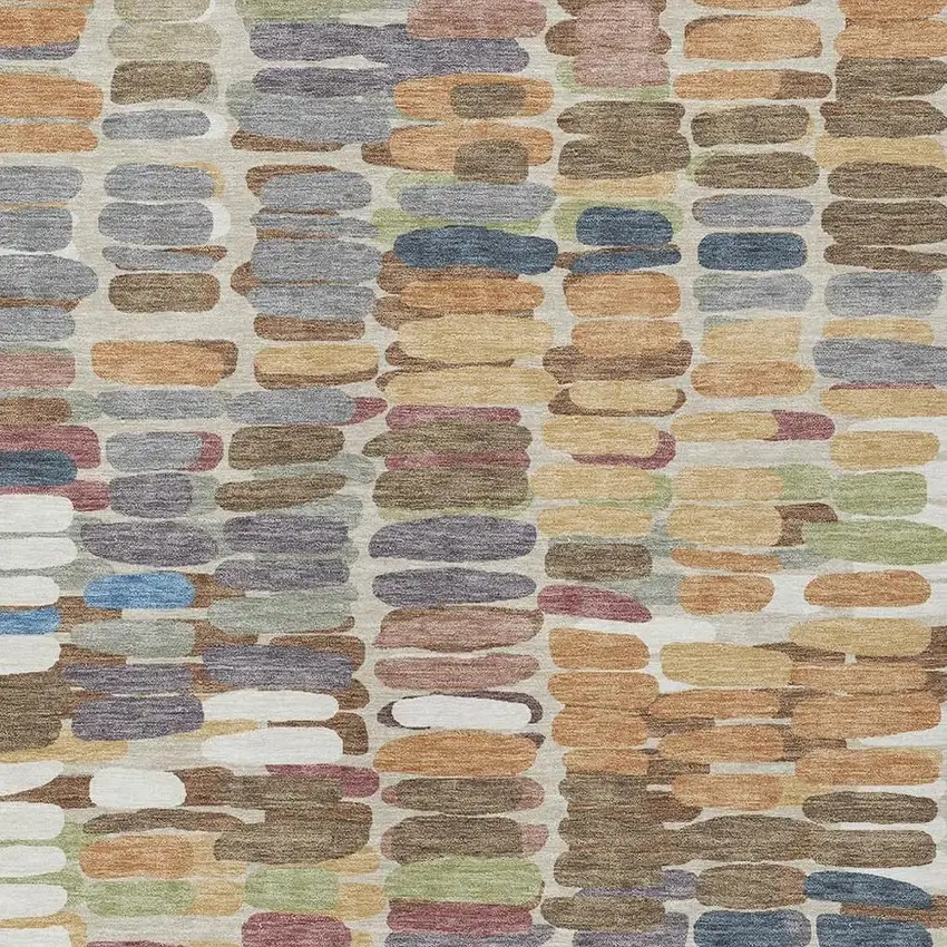 Copper White And Gray Abstract Washable Indoor Outdoor Area Rug Photo 7