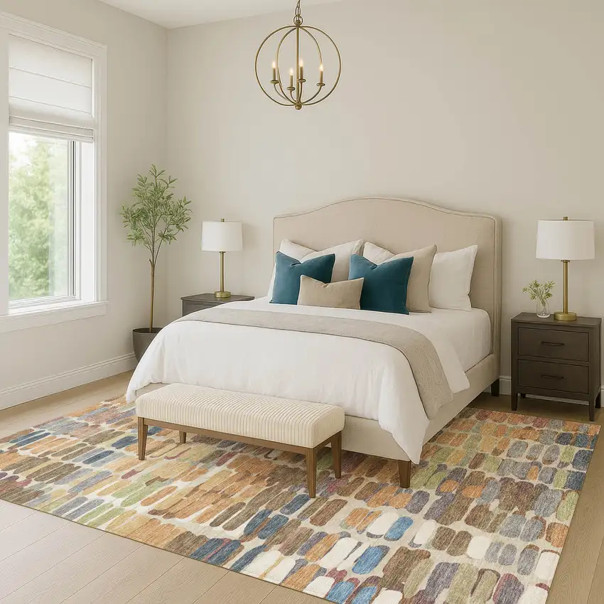 Copper White And Gray Abstract Washable Indoor Outdoor Area Rug Photo 9