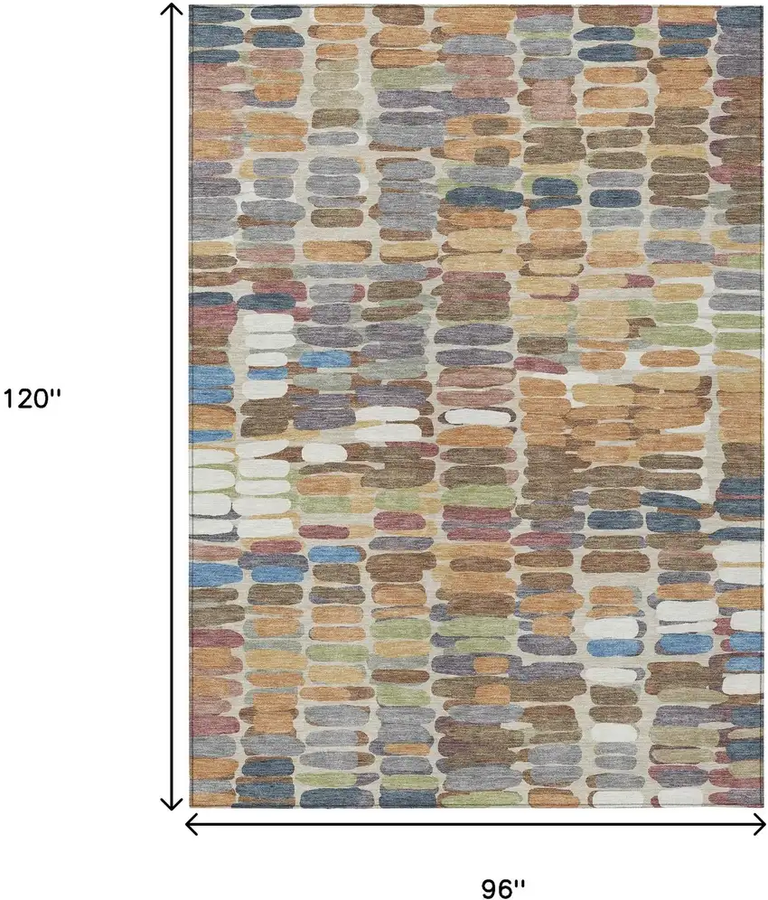 Copper White And Gray Abstract Washable Indoor Outdoor Area Rug Photo 3