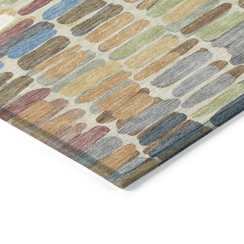 Copper White And Gray Abstract Washable Indoor Outdoor Area Rug Photo 6