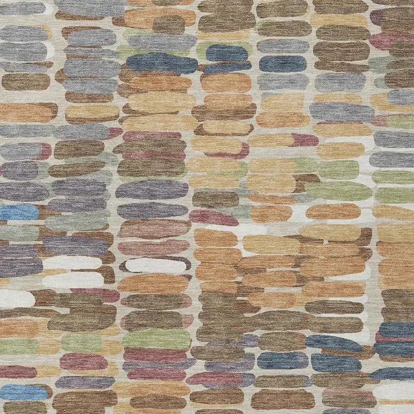 Copper White And Gray Abstract Washable Indoor Outdoor Area Rug Photo 7