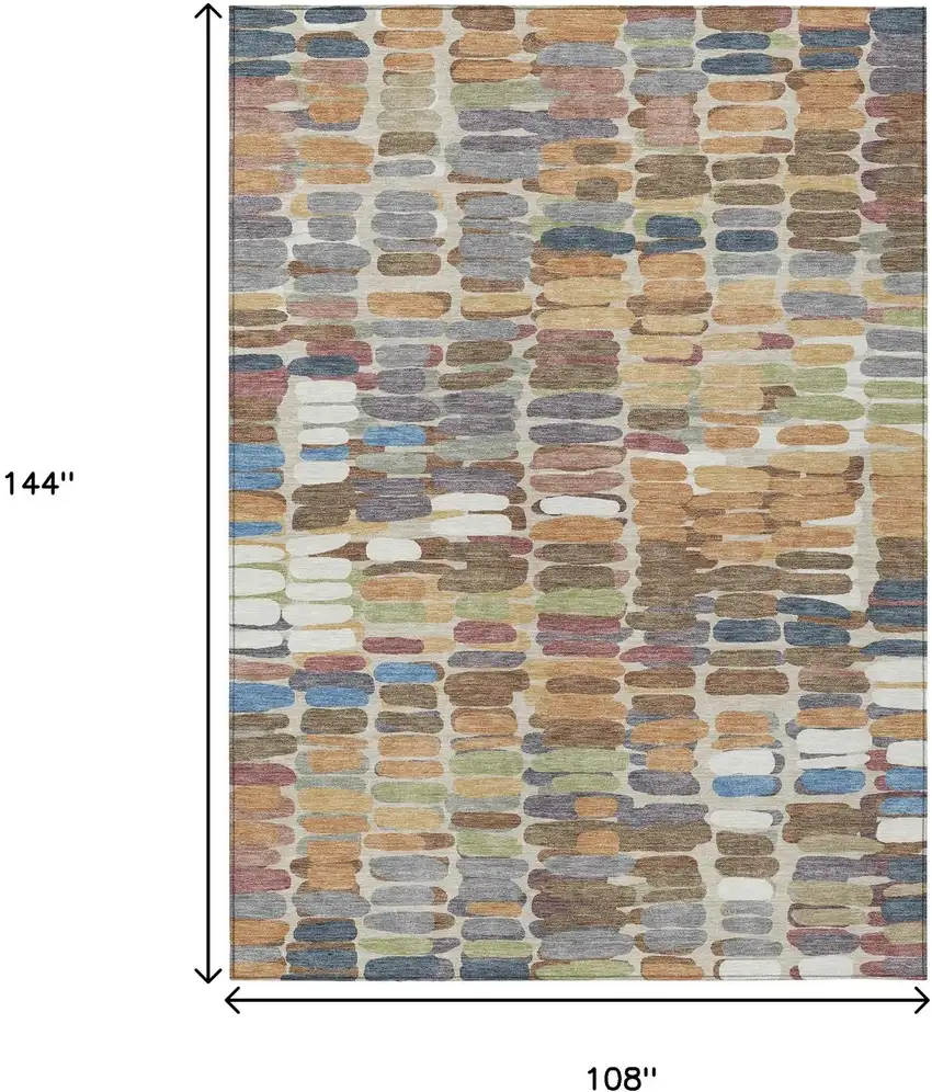 Copper White And Gray Abstract Washable Indoor Outdoor Area Rug Photo 3