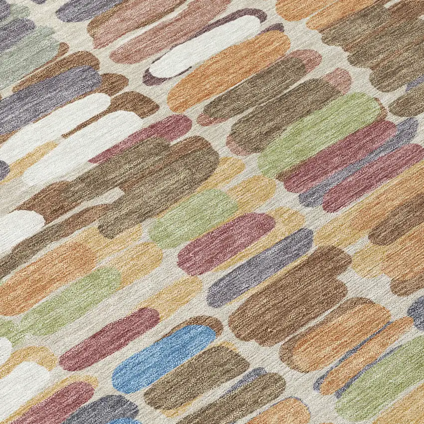 Copper White And Gray Abstract Washable Indoor Outdoor Area Rug Photo 8