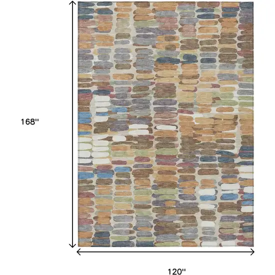 Copper White And Gray Abstract Washable Indoor Outdoor Area Rug Photo 3