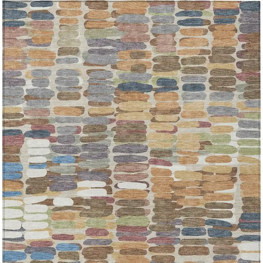 Copper White And Gray Abstract Washable Indoor Outdoor Area Rug Photo 4