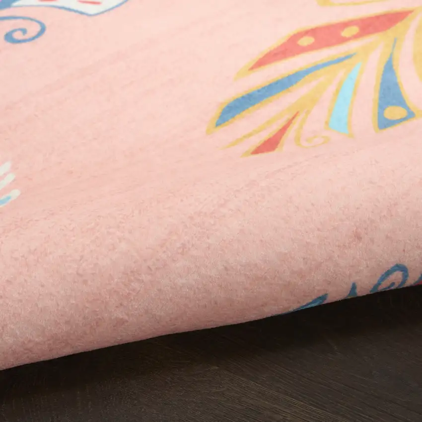 Coral And Aqua Feathers Youthful Washable Area Rug Photo 9