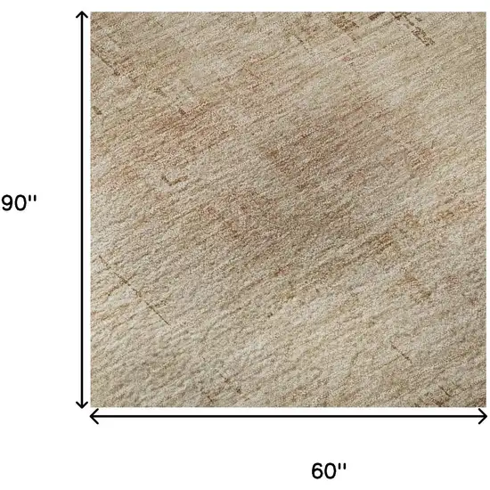 Coral And Beige Abstract Washable Area Rug With UV Protection Photo 8