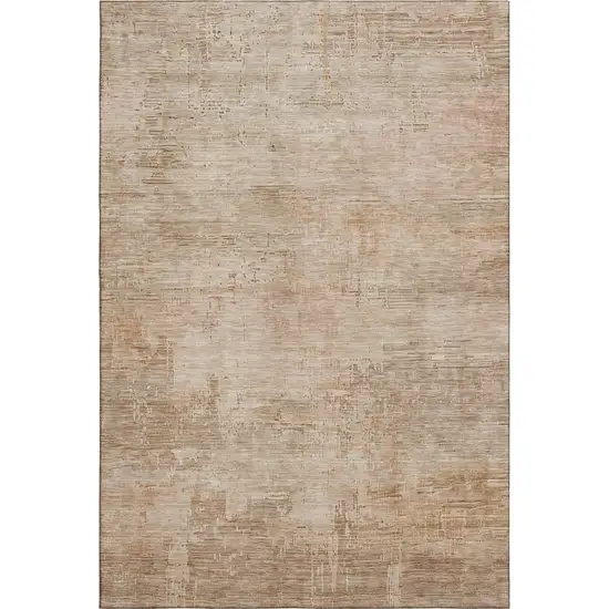 Coral And Beige Abstract Washable Area Rug With UV Protection Photo 4