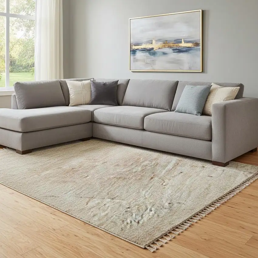 Coral And Beige Abstract Washable Area Rug With UV Protection Photo 2