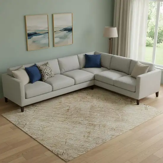 Coral And Beige Abstract Washable Area Rug With UV Protection Photo 2