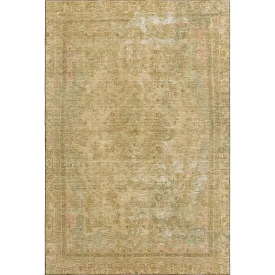 Coral And Beige Floral Medallion Washable Area Rug With UV Protection Photo 3