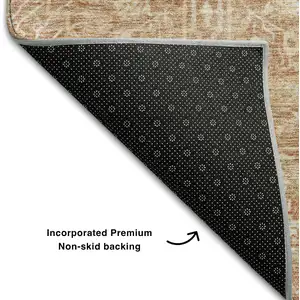 Photo of Coral And Beige Floral Washable Area Rug With UV Protection