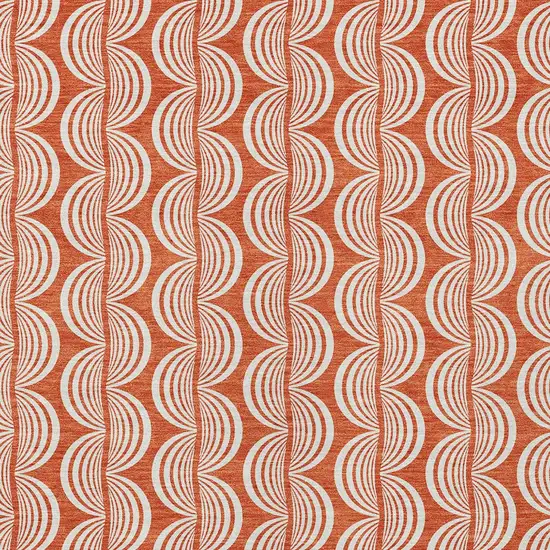 Coral And Beige Ogee Washable Indoor Outdoor Area Rug Photo 5