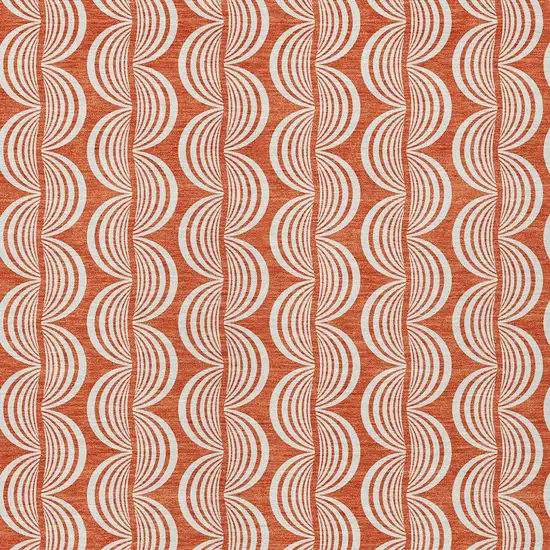 Coral And Beige Ogee Washable Indoor Outdoor Area Rug Photo 5