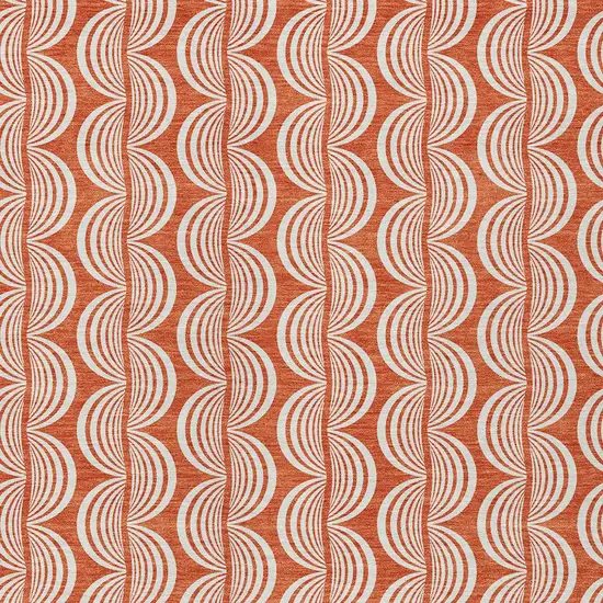 Coral And Beige Ogee Washable Indoor Outdoor Area Rug Photo 5