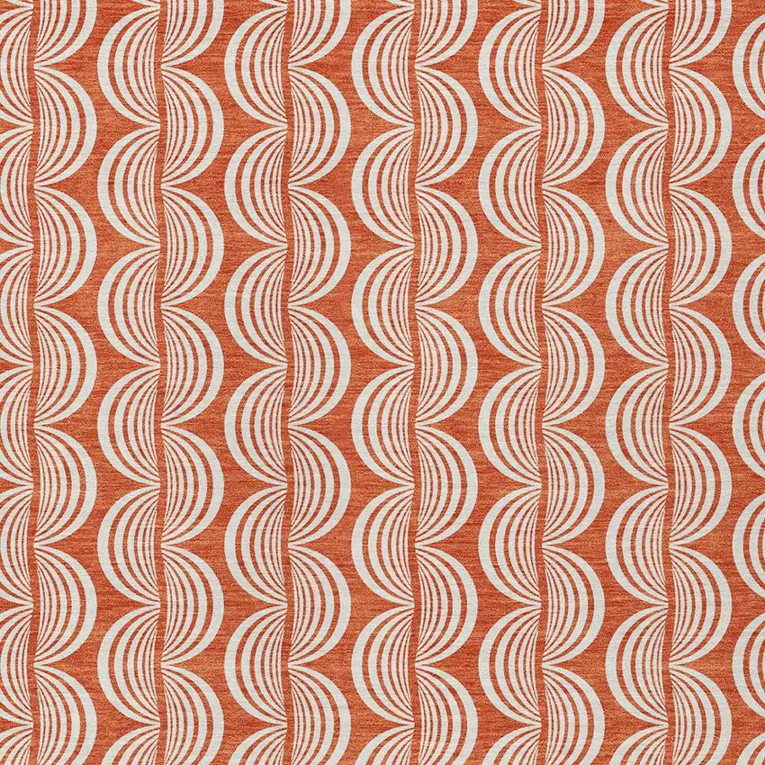 Coral And Beige Ogee Washable Indoor Outdoor Area Rug Photo 5