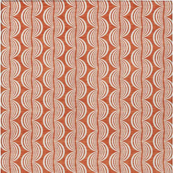 Coral And Beige Ogee Washable Indoor Outdoor Area Rug Photo 6