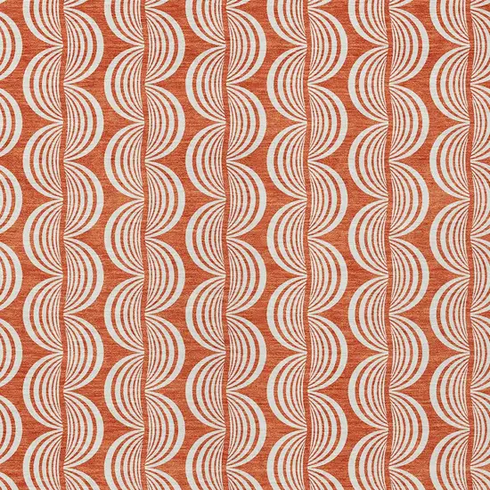 Coral And Beige Ogee Washable Indoor Outdoor Area Rug Photo 5