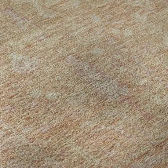 Coral And Beige Oriental Washable Area Rug With UV Protection Photo 7