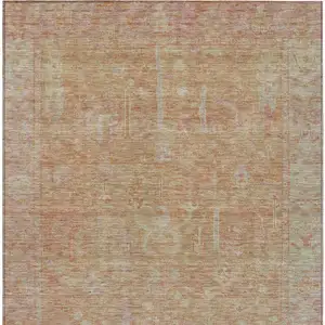 Photo of Coral And Beige Oriental Washable Indoor Outdoor Area Rug