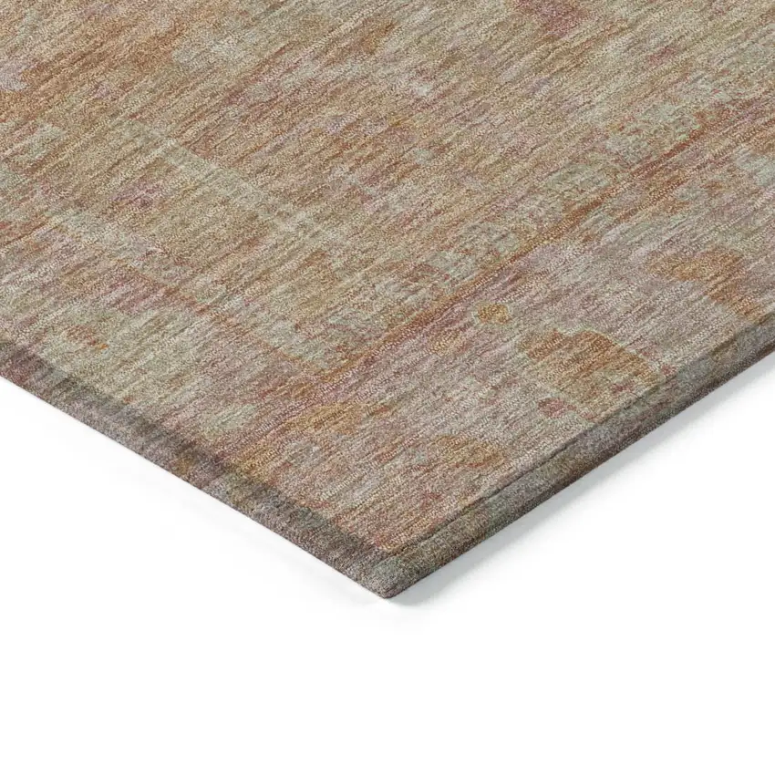 Coral And Beige Oriental Washable Indoor Outdoor Area Rug Photo 4