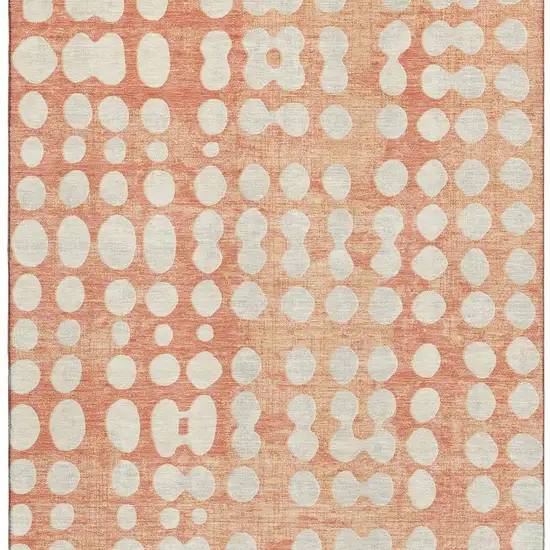 Coral And Beige Polka Dot Washable Area Rug With UV Protection Photo 4