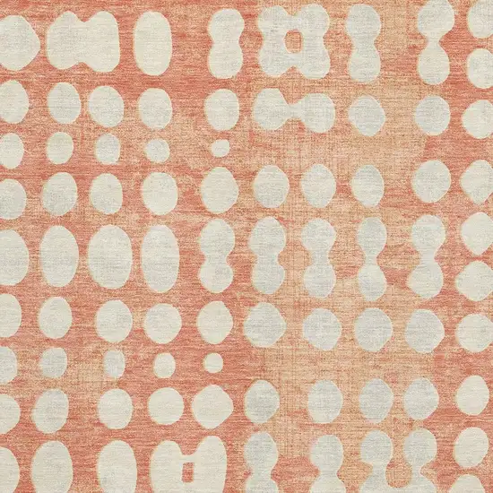 Coral And Beige Polka Dot Washable Area Rug With UV Protection Photo 3