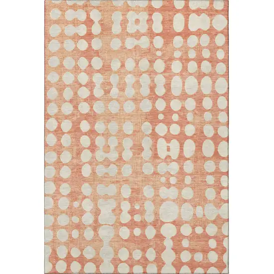 Coral And Beige Polka Dot Washable Area Rug With UV Protection Photo 3