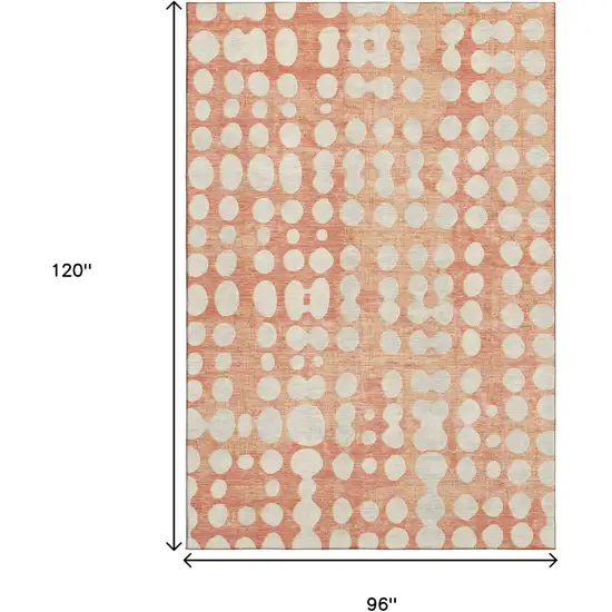 Coral And Beige Polka Dot Washable Area Rug With UV Protection Photo 7