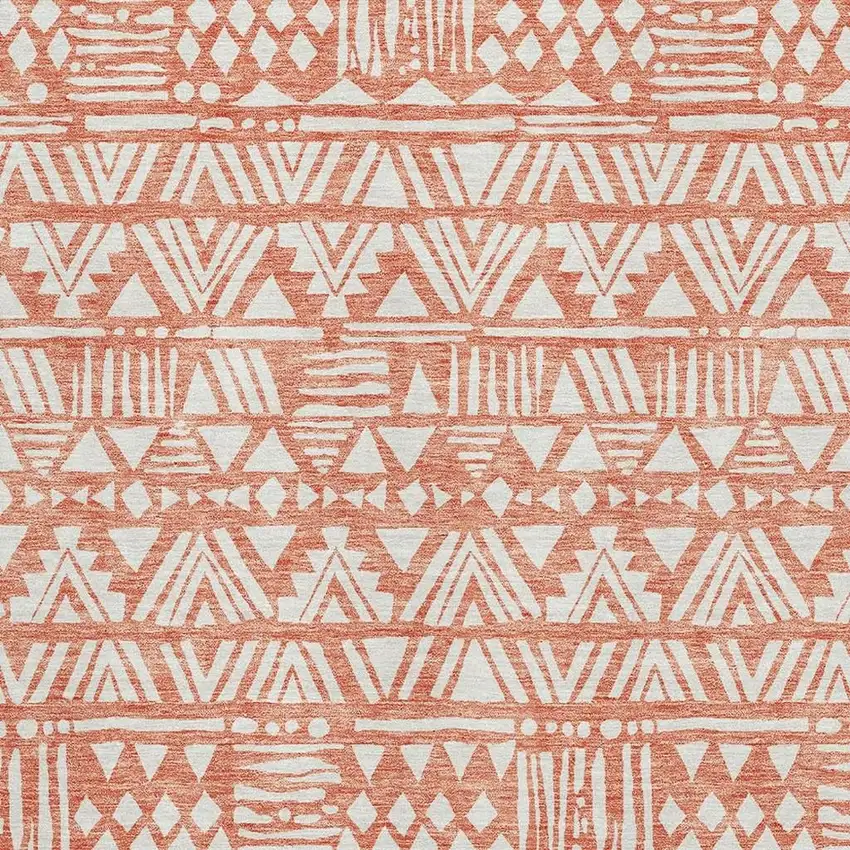 Coral And Beige Southwestern Washable Area Rug With UV Protection Photo 3