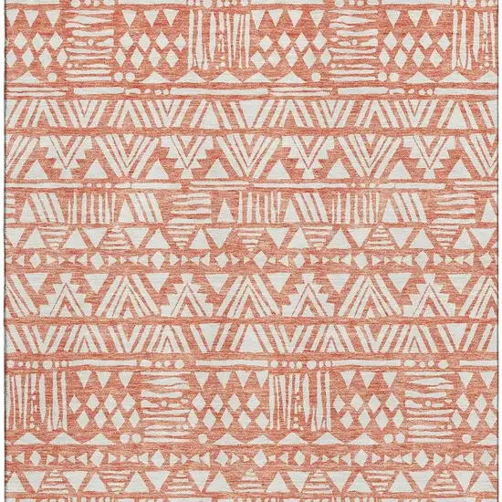 Coral And Beige Southwestern Washable Area Rug With UV Protection Photo 4