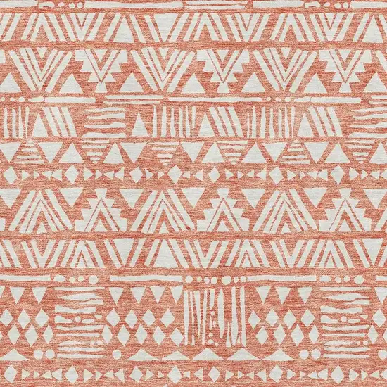 Coral And Beige Southwestern Washable Area Rug With UV Protection Photo 3