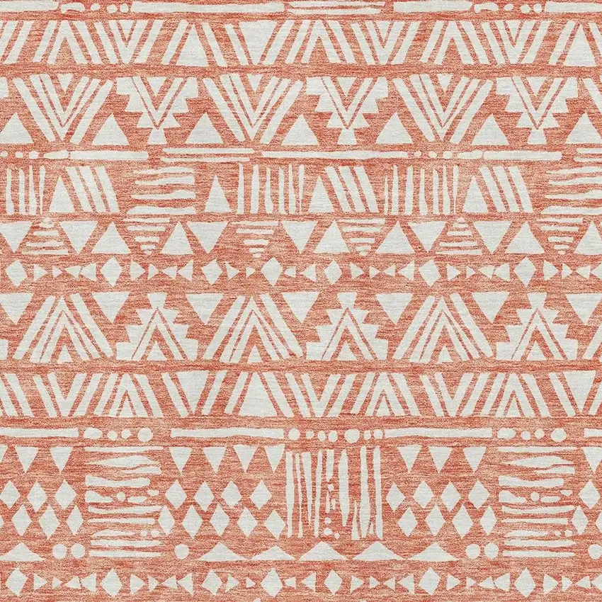 Coral And Beige Southwestern Washable Area Rug With UV Protection Photo 3
