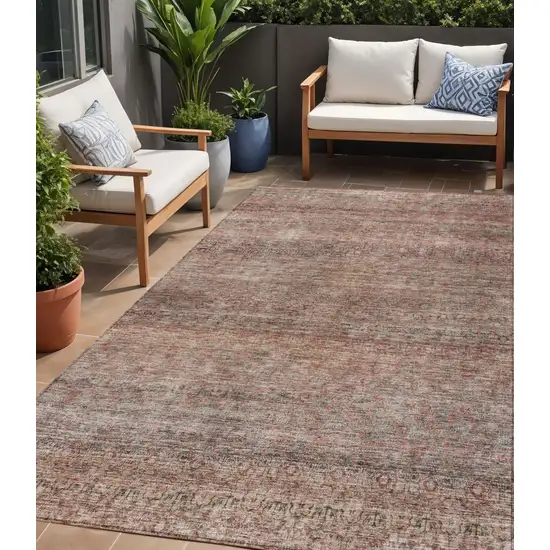 Coral And Black Striped Washable Indoor Outdoor Area Rug Photo 1