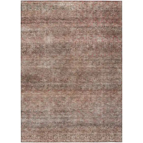 Coral And Black Striped Washable Indoor Outdoor Area Rug Photo 2
