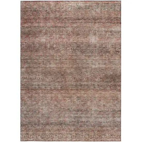 Coral And Black Striped Washable Indoor Outdoor Area Rug Photo 7