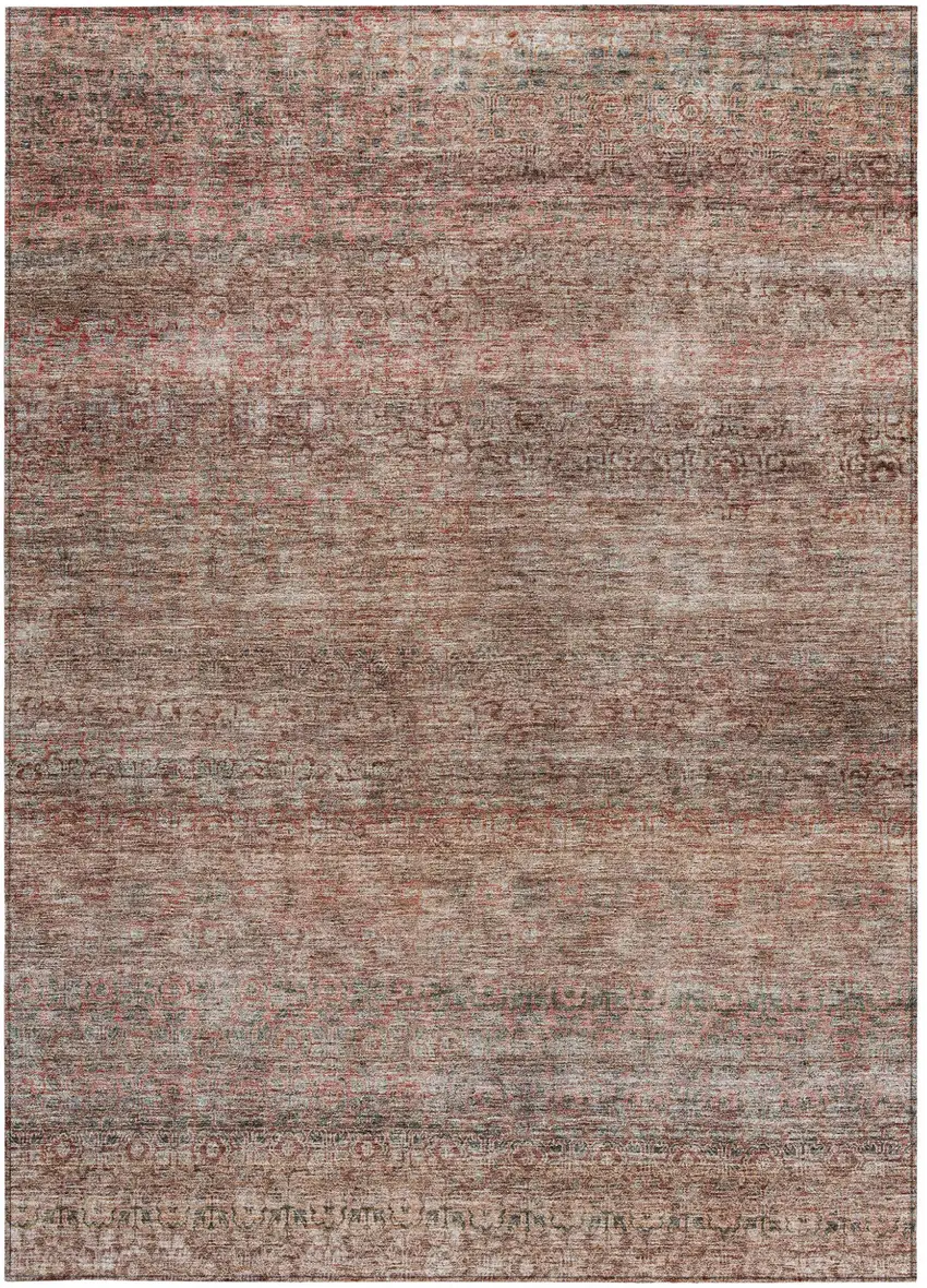 Coral And Black Striped Washable Indoor Outdoor Area Rug Photo 7