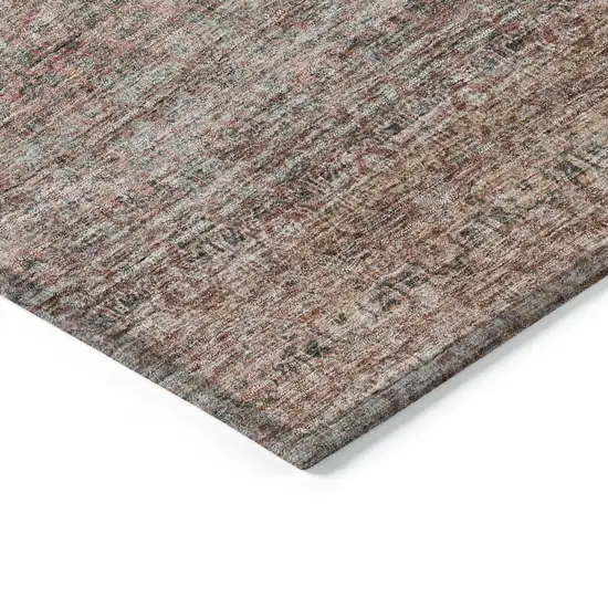 Coral And Black Striped Washable Indoor Outdoor Area Rug Photo 5