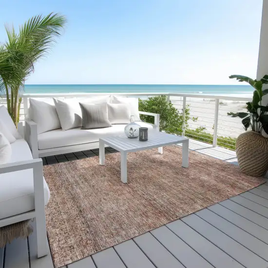 Coral And Black Striped Washable Indoor Outdoor Area Rug Photo 8