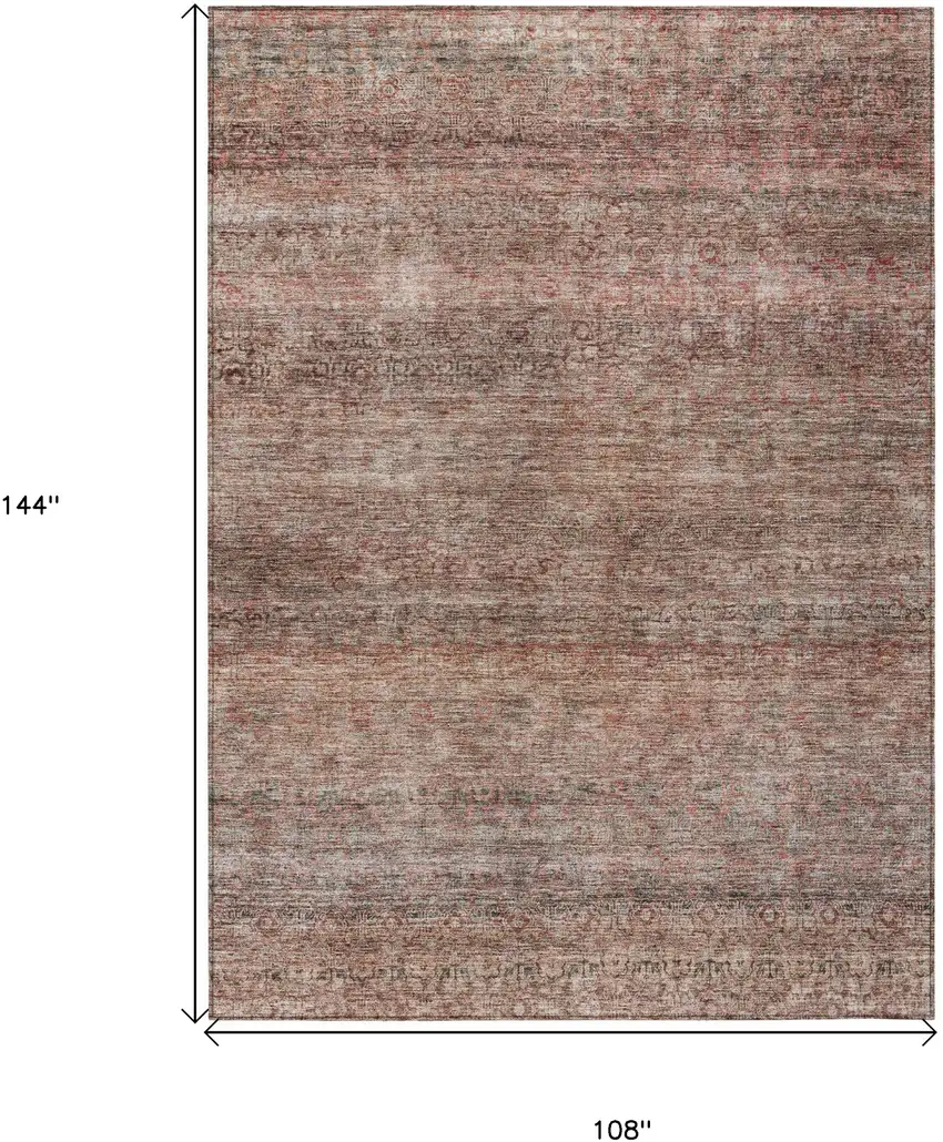 Coral And Black Striped Washable Indoor Outdoor Area Rug Photo 3