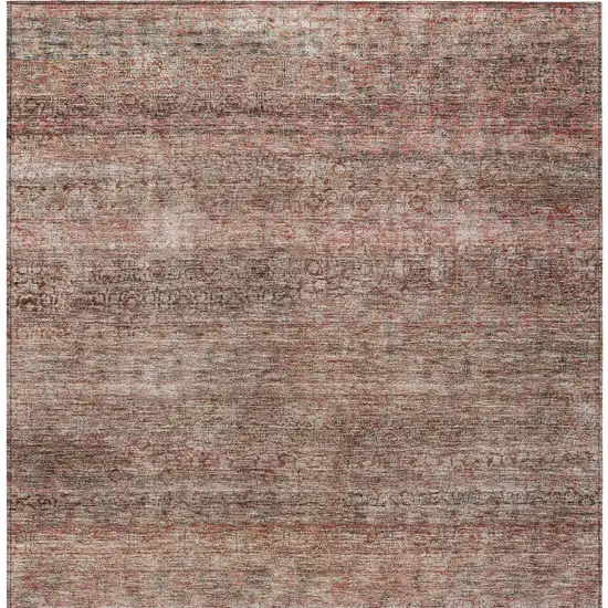 Coral And Black Striped Washable Indoor Outdoor Area Rug Photo 7