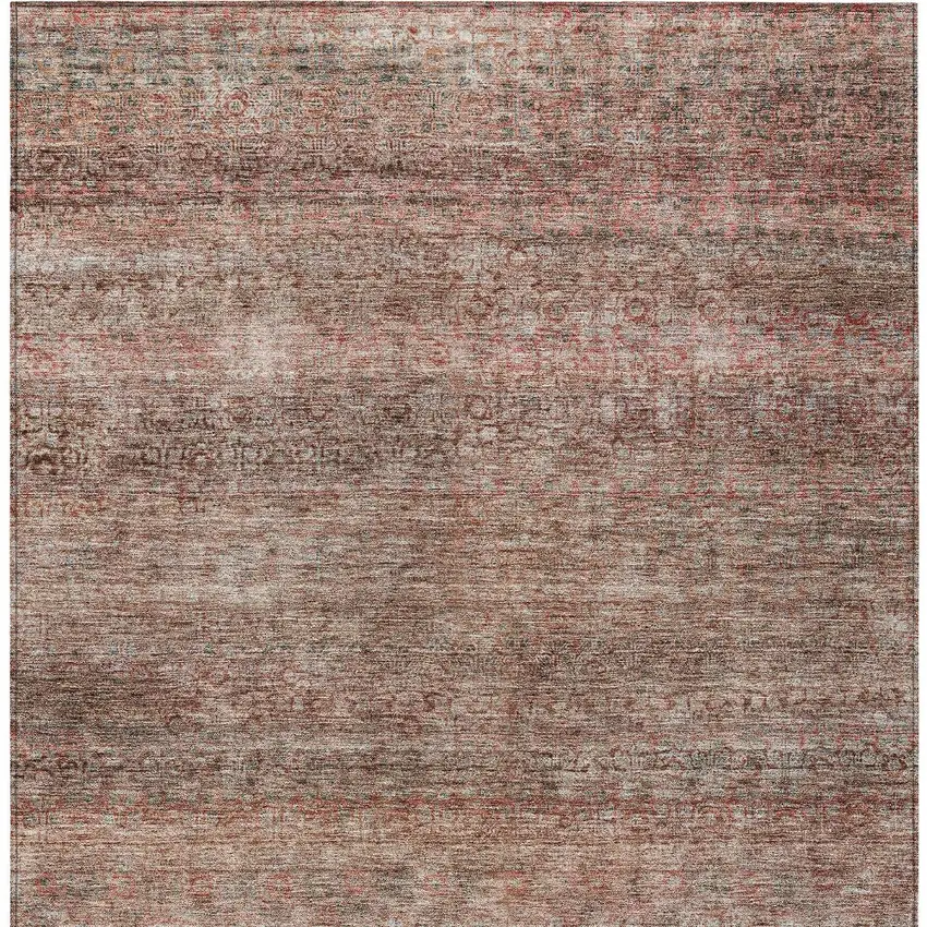 Coral And Black Striped Washable Indoor Outdoor Area Rug Photo 7