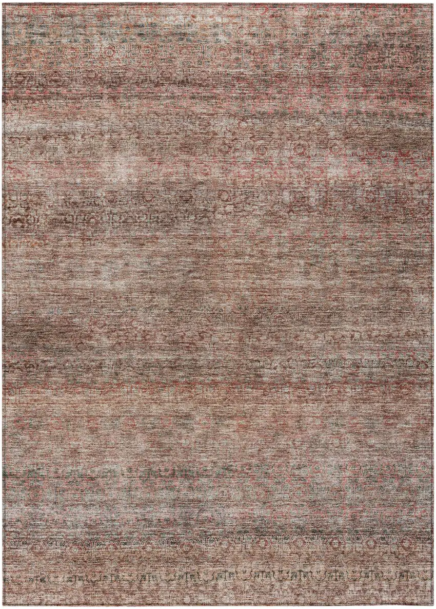 Coral And Black Striped Washable Indoor Outdoor Area Rug Photo 2